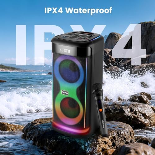 Karaoke Machine for Adults with 2 Wireless Mics, 500W(Peak) Party Speaker