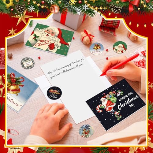 Yeaqee 100 Pcs Retro Christmas Greeting Cards