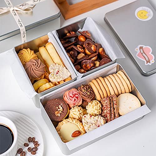 Coobbar Empty Metal Tins Box with Lid,6 Pack Stainless steel Tins Cans Storage Container for Treats, Gifts, Candle, Favors and Crafts, Silver (7 x 4.3 x 1.57 Inches)
