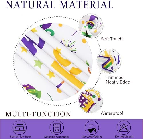 Mardi Gras Tablecloth Decoration Tablecloths, Purple Green Yellow Table Covers, Waterproof Table Cover for Dinner Kitchen Party Holiday Decor 60"x 84" Oblong/Rectangle