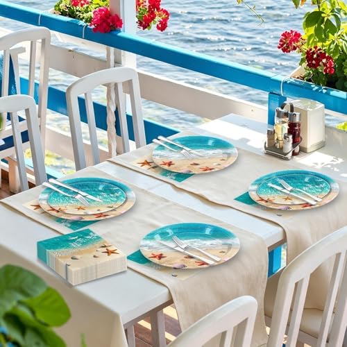 180Pcs Beach Ocean Party Plates and Napkins Set,Serves 60