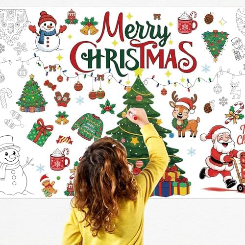 Christmas Coloring Tablecloth, 30 x 72 Inches