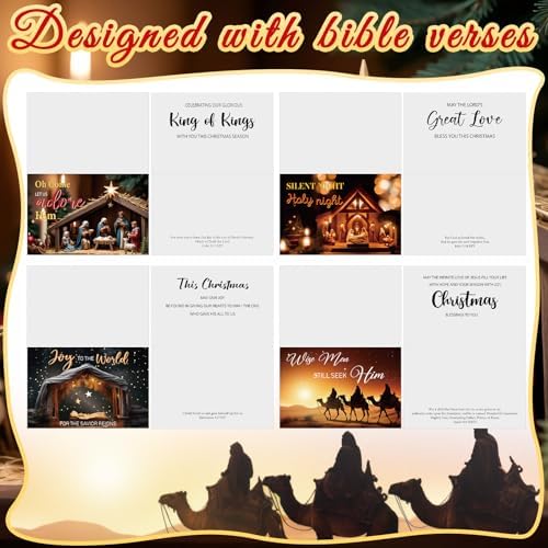 Eersida 100 Pcs Christian Christmas Cards Envelopes, Classic Style