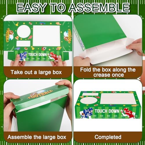 Jansun 36Pcs Football Serving Trays and Platters Candy Popcorn French Fries Snack Trays Football Movie Boxes for Snacks Tray Football Party Supplies