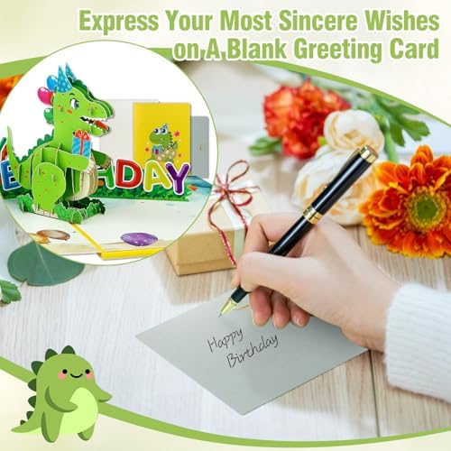 FaCraft Dinosaur Musical Birthday Cards for Kids - Music & Light 3D T-Rex