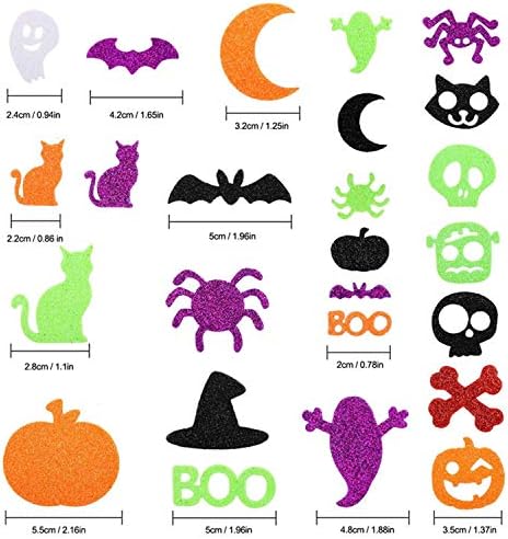 Halloween Foam Stickers, Glitter Halloween Stickers, Sparkle Self-Adhesive Pumpkin Ghost Shape Puffy Stickers for Halloween Party Supplies Decorations