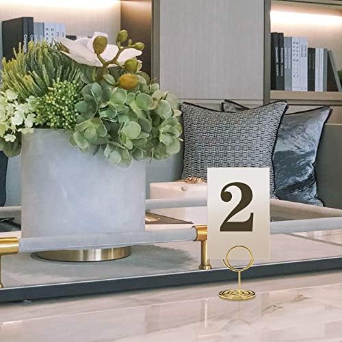 Jofefe 20pcs Mini Place Card Holders, Cute Table Number Holders, Small Size Table Card Holder Tables Number Stands, Wire Photo Picture Menu Clips for Wedding centerpieces, Anniversary Party (Gold)