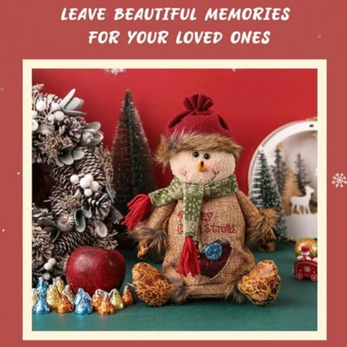 Yrcasu Christmas Gift Bags Zipper Design, Large Capacity Christmas Gift Bags, Reusable Christmass Gift Storage Bags - 3 Shapes (Snowman, Santa, Elk) for Chritmas Party Decor Candy and Gift (3Pcs B)