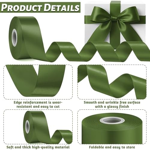 30 Yards 1 1/2 in Army Green Ribbon for Gift Wrapping St. Patrick's Craft