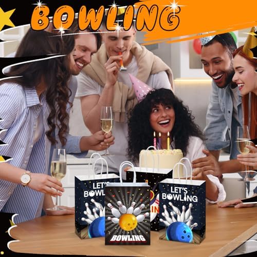 Kolldenn 24 Pcs Bowling Party Favor Bags with Handles, Bowling Goodie Bag