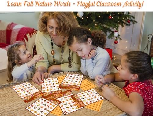 Fall Bingo Game Cards - 24 Players Fall Festival Party Games Autumn Bingo Cards Thanksgiving Party Supplies for School Classroom Family Activities