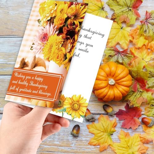 WorldBazaar Thanksgiving Greeting Cards with Scripture 24 Pcs Fall Religious Cards with Bible Verses Floral Thanksgiving Card Bulk Envelopes Assortment