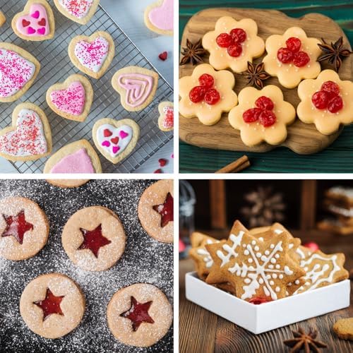 12-Piece Metal Cookie Cutter Set, Stainless Steel Biscuit Cutters for Baking, 4 Shapes (Heart, Star, Flower, Circle), Ideal Fondant Cutters & Dough Cutter, Perfect Cookie Cutters for Kids & Adults