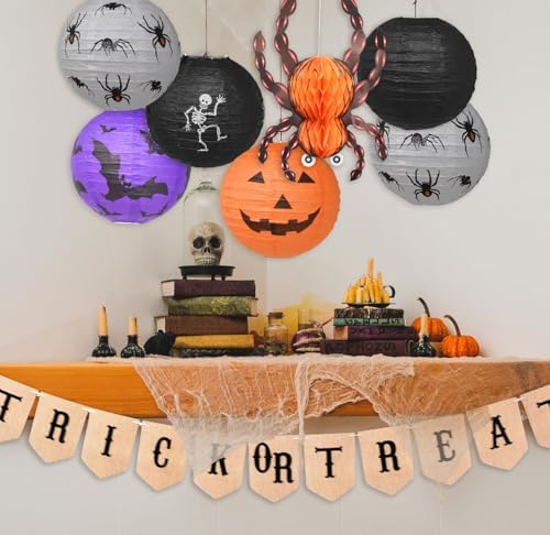 Mudra Crafts Spider Bat Skeleton Pumpkin Paper Lantern Halloween Decoration