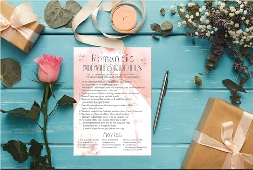 Bridal Shower Games, Wedding Games, Romantic Movie Engagement Bachelorette Party Game, Bridal Shower Decorations, 30 Cards Per Set (Suit028)