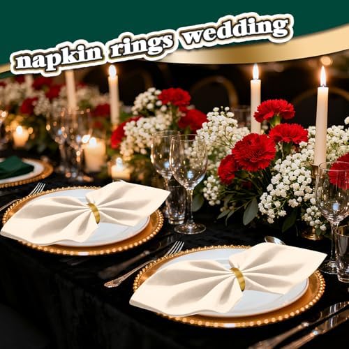 200 Pcs Gold Napkin Rings Bulk, Round Napkin Rings Buckles