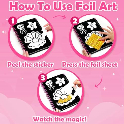 FUNNYB&G Foil Art Craft Kit for Kids, Sparkly Birthday Gift Toy for Girls