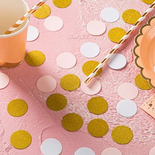 MOWO Confetti Circles, Glitter Gold Pink and White Mix, 1.2", 200pc
