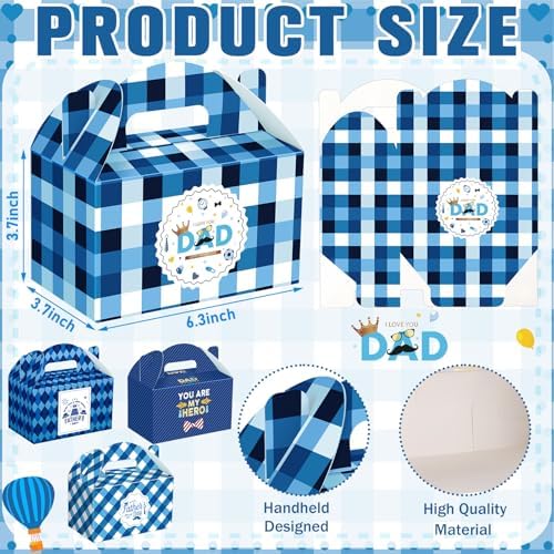 Dunzoom 100 Pcs Fathers Day Party Favors Fathers Day Treat Boxes Dad Theme Goodie Candy Gift Bags Holiday Paper Gift Container for Dads Birthday Decoration