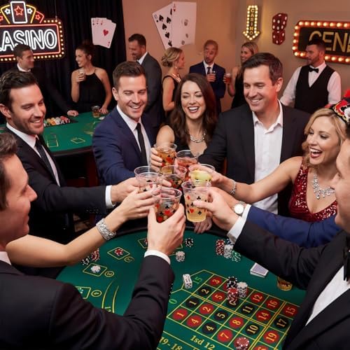 Uiifan 50 Pcs Casino Party Decoration 12oz Las Vegas Supply Game Night Cups