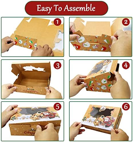 ZMCINER 12 PCS Christmas Cookie Boxes with Window Christmas Bakery Boxes Treat Boxes Baking Boxes for Gift Giving for Pastries, Cupcakes, Brownies, Brown Kraft Bakery Boxes 8.75 x 5.75 x 2.75 Inches
