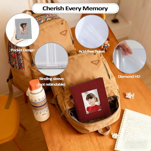 Popotop 2 Pack Photo Album 4x6 Pictures, Small Linen Slip-in Photo Albums Book for 80 Photos with 40 Pockets, Birthday Gifts for Women Mom Family Baby