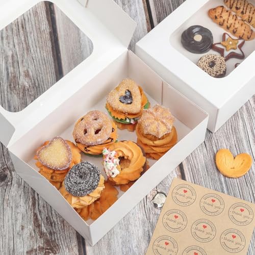 YEKTFS 24Pcs Cookie Boxes with Window, 9x6x3In Bakery Boxes for Gift Giving