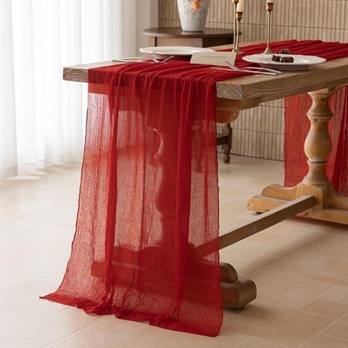 Red Cheesecloth Table Runner 120 Inches Fall Christmas Party Decorations