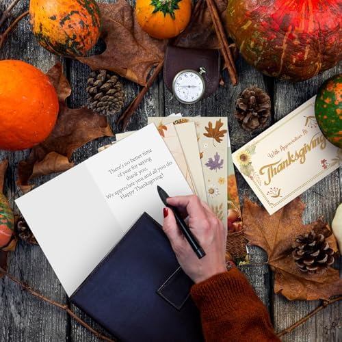 Motiskyy 50 Pcs Thanksgiving Cards Bulk for Employees & Customers