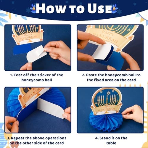 Hanukkah Table Decorations, 10Pcs Chanukkah Honeycomb Centerpieces