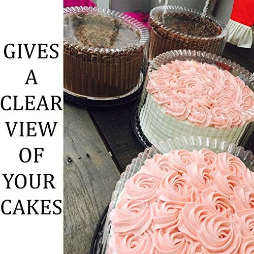 11-12" Cake Containers Carriers Plastic Disposable Carriers with Dome Lids and Cake Boards - 5 Round Cake Carriers for Transport | Clear Bundt Cake Boxes Cover(Large)