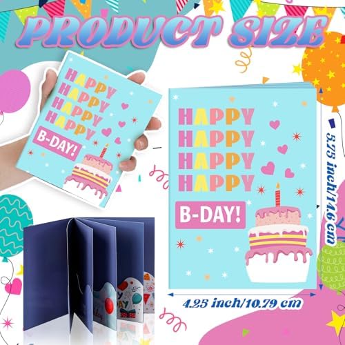 AmazingSpark 4 Set Birthday Gift Card Booklet Cardboard Christmas Birthday Money Holder for Cash Xmas Gift Party Favor Bulk Surprise Money Card Sleeve for Teacher Employee Appreciation