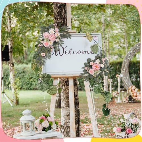 2 Pcs Wedding Arch Decorations, Pink Arch Flowers Swag Peony