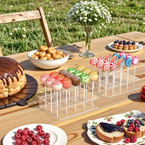 2 Pack Cake Pop Stand with Sticks Kit, Acrylic Lollipop Hold Stand
