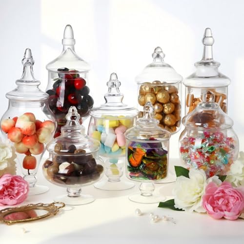 Mimorou 8 Sets Glass Apothecary Jars with Lid & Scoop Candy Jars,Rich