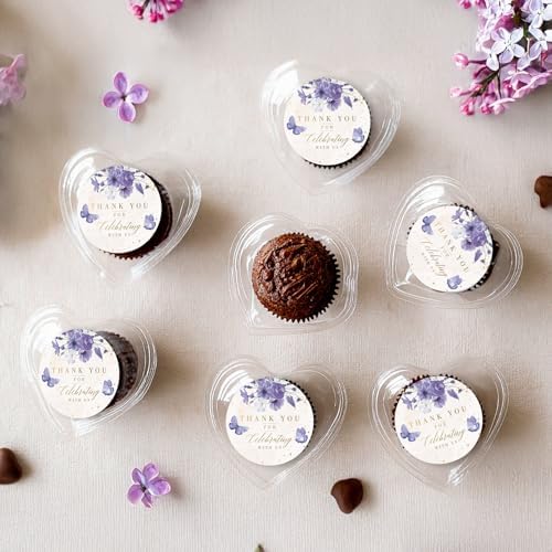 Mobiusea Creation Purple Floral Thank You for Celebrating with Us Stickers | Gold Foil Wedding Favor Stickers | 60pcs Waterproof 2" Thank You Labels for Baby Shower, Bridal Shower, Parties (Pack of 2)