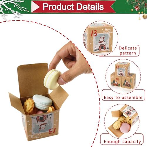 ONESING 24 Pcs DIY Christmas Advent Calendar Boxes for 2026, 24 Days Countdown Calendar Gift for Adults and Kids Christmas Kraft Cardboard Number Boxes Make & Fill Your Own Advent Calendar Boxes