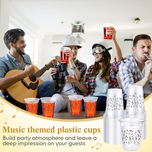 Funnymoom 60 Pack Music Notes Plastic Cups for Party Decorations, 12 oz