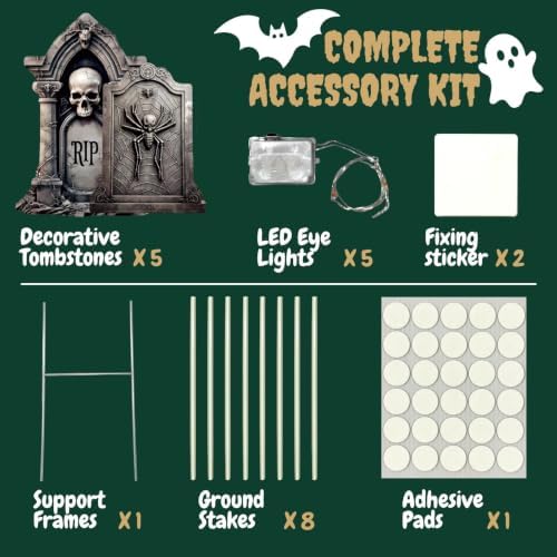 5 Pack Tombstone Halloween Decorations Plastic Yard Signs with Stakes