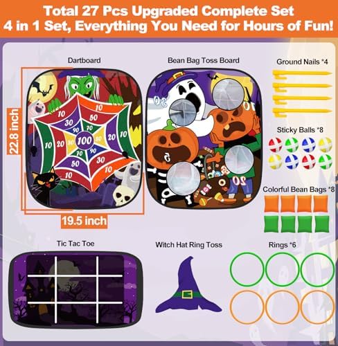 4-in-1 Halloween Party Games Set for Kids Adults