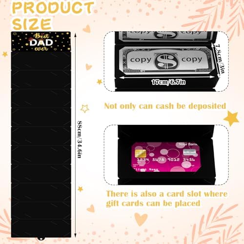 MotiMind Best Dad Ever Money or Gift Card Holder with 10 Slots, Dad Surprise Money or Gift Card Holder with Envelope for Father Birthday Party Supplies