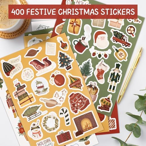 Fun Christmas Stickers for Kids - Large Set of 400 Holiday Stickers