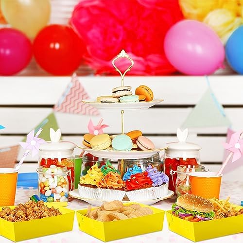 Uiifan 50 Pcs 5 lb Extra Large Paper Food Serving Trays, Yellow