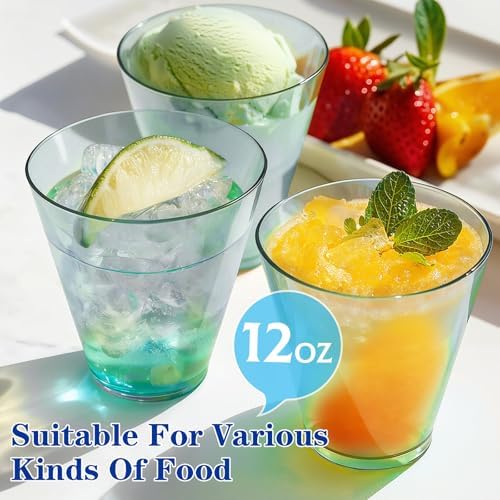 Glowserve 50 Pack 12 oz Blue Disposable Plastic Cups Cocktail Glasses
