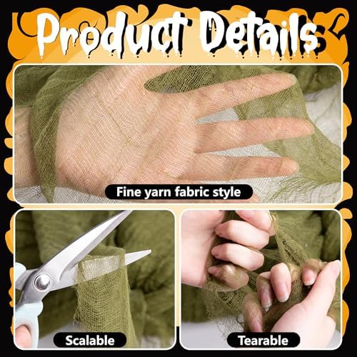 400"x85" Halloween Dark Green Creepy Cloth, Oversize Halloween Cheese Cloth