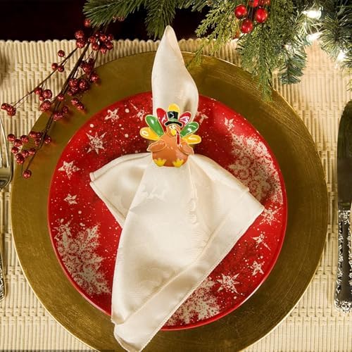 Legigo Set of 6 Turkey Napkin Rings for Table Decorations- Thanksgiving Napkin Holder Fall Napkin Rings for Thanksgiving Dinner Wedding Banquet Family Gatherings Table Settings Decor Present