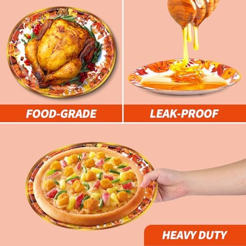 100PCS Thanksgiving Paper Plates and Napkins Set- (25 Guests)