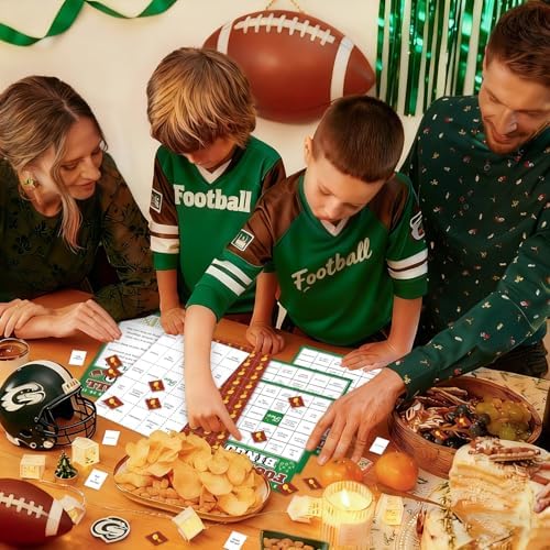 Football Bingo Game Cards - 24 Sheet, Party Favors for Super Bowl, Tailgate, Birthday Party, Family Game Night Activities