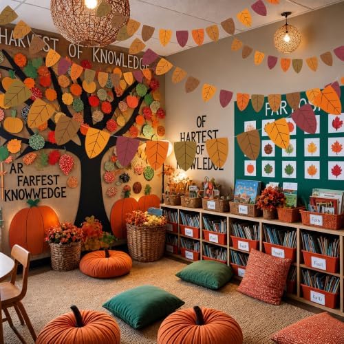 VitalCozy 5 Pcs Fall Maple Leaves Banner Fall Classroom Decor 49 ft