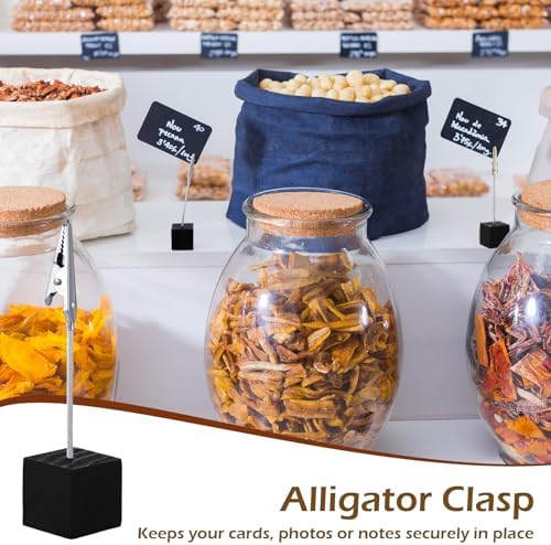 100 Pcs Cube Base Memo Clip Holder with Alligator Clip, Black